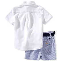 Ralph Lauren Baby 3Pk Set Short-Sleeve Interlock Sport Shirt With Belt & Seersucker Short, White Image 3