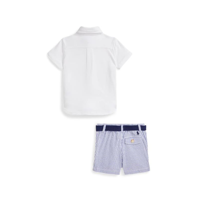 Ralph Lauren Baby - 3Pk Short-Sleeve Interlock Sport Shirt With Belt And Seersucker Short  Image 2