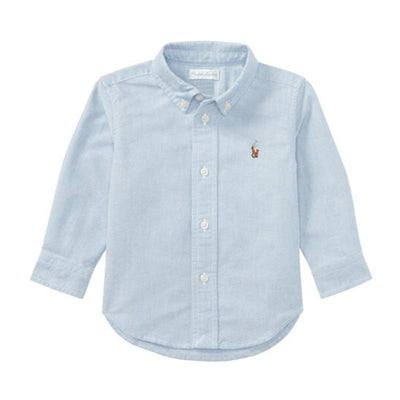 Ralph Lauren Baby Cotton Oxford Long Sleeve, Blue Image 1