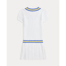 Ralph Lauren Baby - Girl Short-Sleeve Combed Cotton Mini Cable Knit Cricket Dress White/Blue Image 2