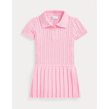 Ralph Lauren Baby - Girl Short-Sleeve Cotton Mini Cable Knit Polo Dress W/ Pleated Skirt Image 1