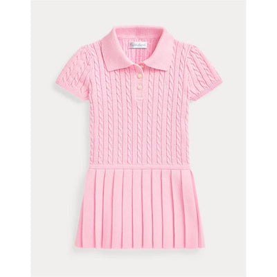 Ralph Lauren Baby - Girl Short-Sleeve Cotton Mini Cable Knit Polo Dress W/ Pleated Skirt Image 1