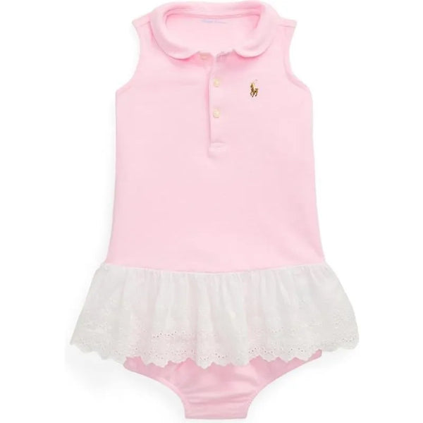 Ralph Lauren - Baby Girl Sleeveless Oxford Mesh Polo Dress With Embroidered  Hem, Carmel Pink