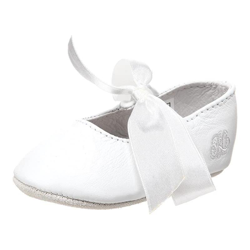 Ralph Lauren Baby - Girls Briley Leather Bow Detail Crib Shoes, White Image 1