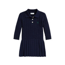 Ralph Lauren Baby - Long-Sleeve Combed Cotton Mini Cable Polo Dress, Navy Image 1