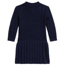 Ralph Lauren Baby - Long-Sleeve Combed Cotton Mini Cable Polo Dress, Navy Image 2
