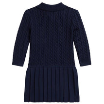 Ralph Lauren Baby - Long-Sleeve Combed Cotton Mini Cable Polo Dress, Navy Image 2