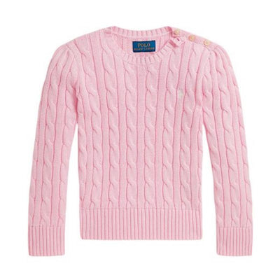 Ralph Lauren Baby Long Sleeve Cotton Cable, Hint Of Pink Image 1
