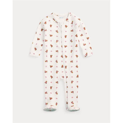 Ralph Lauren Baby Long-Sleeve Cotton Interlock Novelty Bear Printed Zip Coverall Image 1