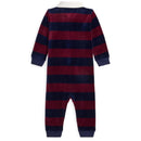 Ralph Lauren Baby - Long-Sleeve Cotton Poly Velour Striped Rugby Coverall, Wine/Navy Image 2
