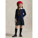 Ralph Lauren Baby - Long-Sleeve Cotton Ponte Roma Knit-To-Woven Collared Shirt Dress Image 1