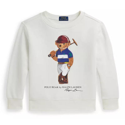 Ralph Lauren Baby Long-Sleeve Graphic Fleece Novelty Polo Bear Sweatshirt, Deckwash White Image 1