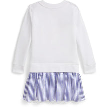 Ralph Lauren Baby - Long-Sleeve Ligthweight Magic Fleece Polo Bear Day Dress White/Blue Image 2