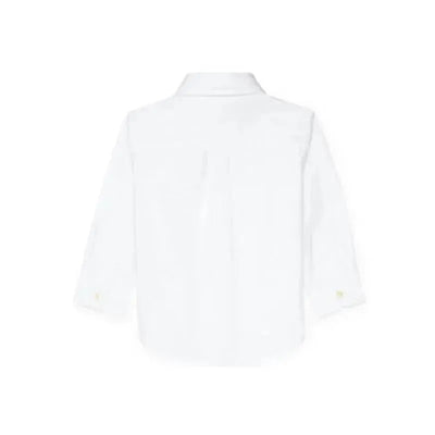 Ralph Lauren Baby white long sleeve Oxford shirt, featuring a classic collar and button cuffs.