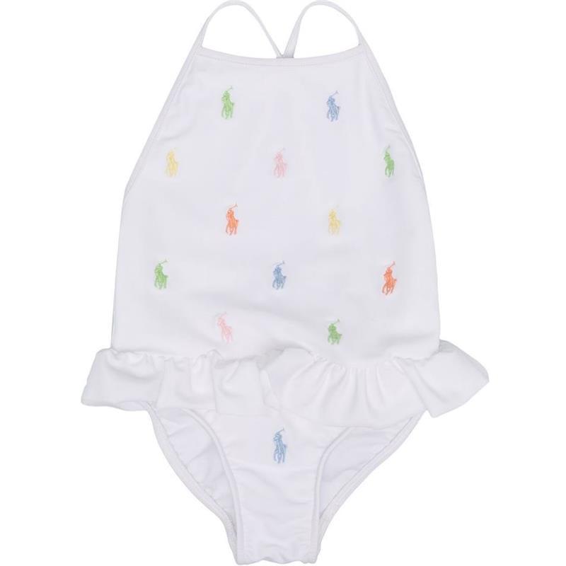 Ralph Lauren Baby - Polo Pony Embroidered Swimsuit, White  Image 1