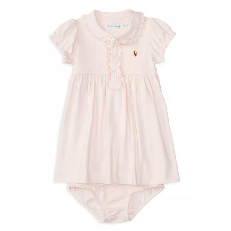 Ralph Lauren Baby - Ruffled Polo Dress & Bloomer Set, Delicate Pink Image 1