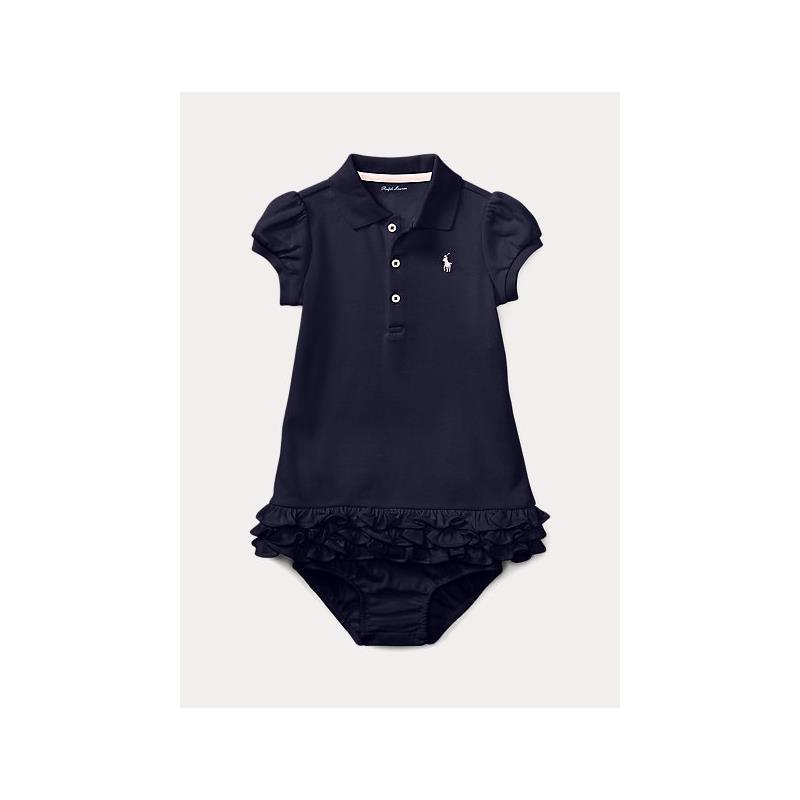Ralph Lauren - Baby Ruffled Polo Dress & Bloomer-French Navy Image 1