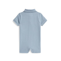 Ralph Lauren Baby Short-Sleeve Basic Mesh Big Pony Polo Shortall, Estate Blue Image 2