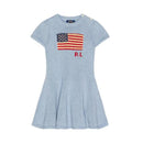 Ralph Lauren Baby Short-Sleeve Combed Cotton Flag Sweater Dreshort Sleeve, Heather Blue Image 1