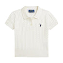 Ralph Lauren Baby Short-Sleeve Combed Cotton Mini Cable Knit Polo, Paper White Image 1