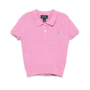 Ralph Lauren Baby - Short-Sleeve Combed Cotton Mini Cable Knit Polo, Pink/Green Image 1
