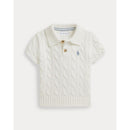 Ralph Lauren Baby Short-Sleeve Cotton Cable-Knit Polo, Deckwash White Image 1
