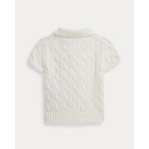 Ralph Lauren Baby Short-Sleeve Cotton Cable-Knit Polo, Deckwash White Image 2