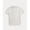 Ralph Lauren Baby Short-Sleeve Cotton Cable-Knit Polo, Deckwash White Image 2
