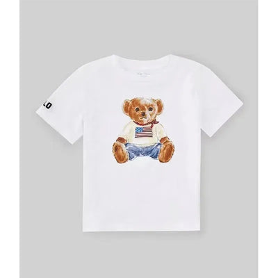 Ralph Lauren Baby - Short-Sleeve Cotton Knit Bear Graphic T-Shirt, White Image 1