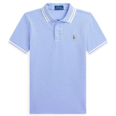 Ralph Lauren Baby Short-Sleeve Cotton Oxford Mesh Polo, Solid Harbor Island Blue/White Image 1