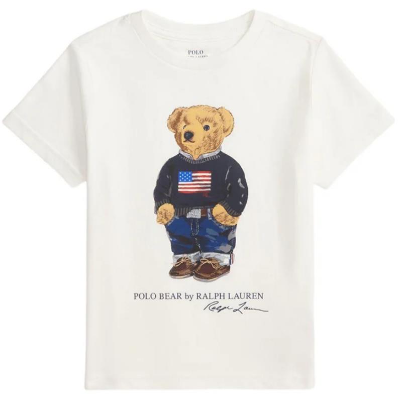 Ralph Lauren Baby Short-Sleeve Jersey Knit Novelty Bear T-Shirt, White  Image 1