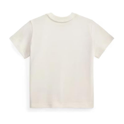 Short-sleeve crew neck T-shirt in deckwash white with a soft jersey knit fabric, featuring a simple, plain back design.