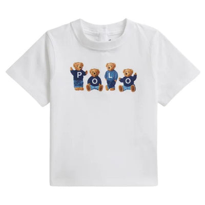 Ralph Lauren Baby Short-Sleeve Jersey Knit Polo Bear Graphic T-Shirt, White Image 1