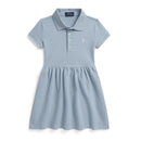 Ralph Lauren Baby Short-Sleeve Stretch Mesh Ruffle Polo Dreshort Sleeve, Estate Blue Image 1