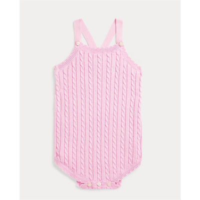 Ralph Lauren Baby - Sleeveless Combed Cotton Mini Cable Knit Bubble Bodysuit, Bath Pink Image 1