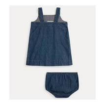 Ralph Lauren Baby - Sleeveless Cotton Twill Denim Bear Overall Dress Image 2