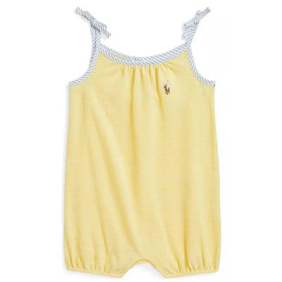 Ralph Lauren Baby - Sleeveless Oxford Mesh Tank Bubble Shortall, Yellow Image 1