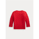 Ralph Lauren - Combed Cotton Long Sleeve Cable Top Sweater, Red Image 2
