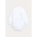 Ralph Lauren - Interlock Long Sleeve Polo One Piece Bodysuit, White Image 2