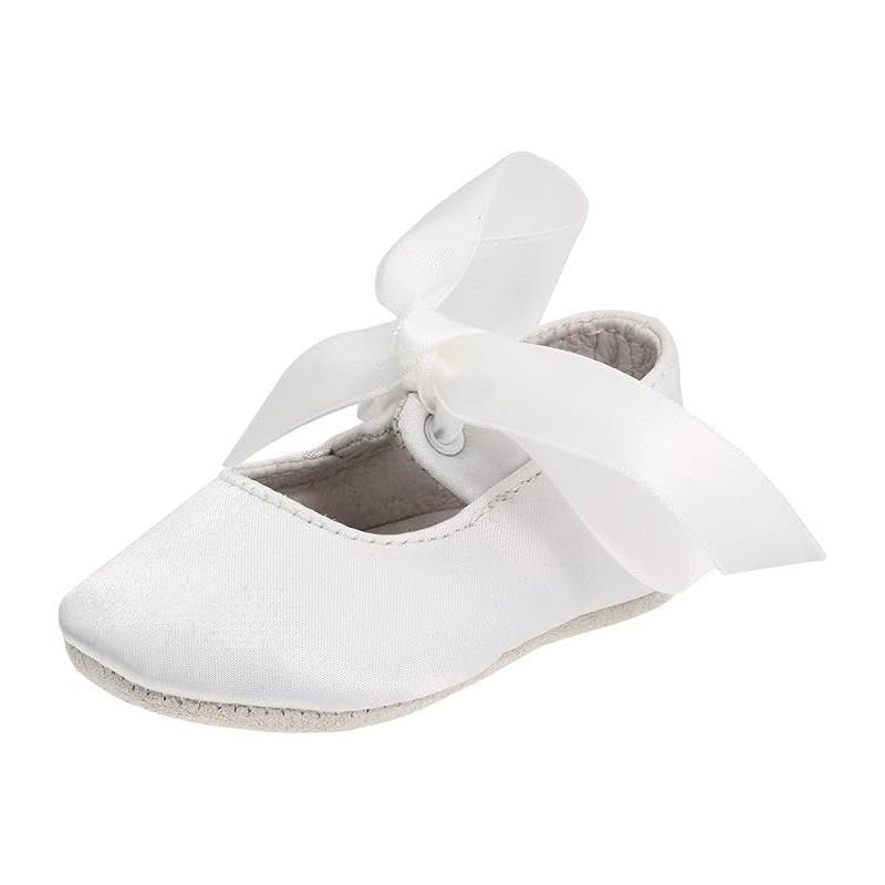 Ralph Lauren Layette Briley Ballet Crib Shoe,White Satin Image 1