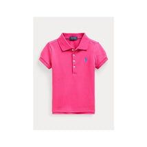 Ralph Lauren Stretch Cotton Mesh Polo Shirt - Accent Pink/Colby Blue Image 1
