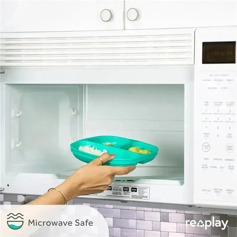 Re-Play - Deep Walled 3 Compartment Plates, Pack of 2, Ice Blue Image 3