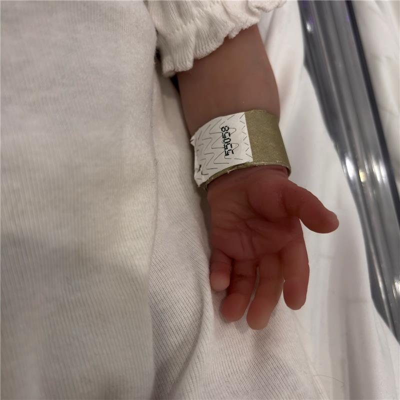 Reborn Baby Doll - Animatronic Model Silicone Baby Reborn Girl, Closed Eyes, Rooted Hair Image 7