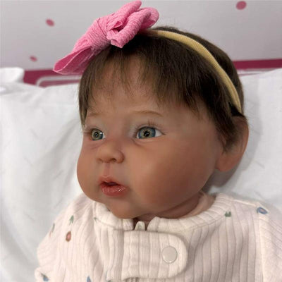 Reborn Baby Doll - White Vinyl & Dark Brown Hair, Raven Image 1