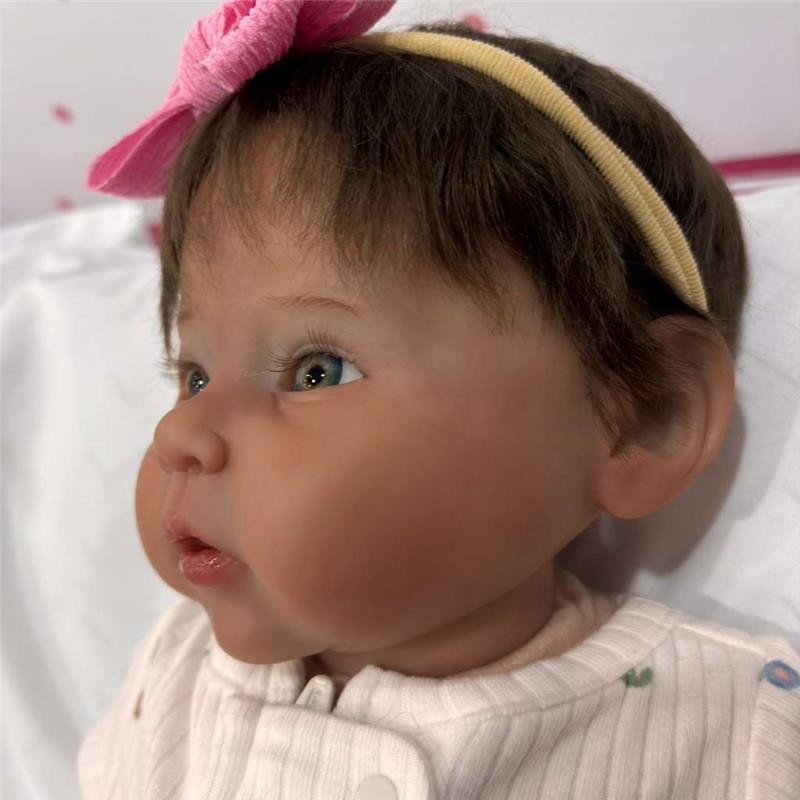 Reborn Baby Doll - White Vinyl & Dark Brown Hair, Raven Image 2