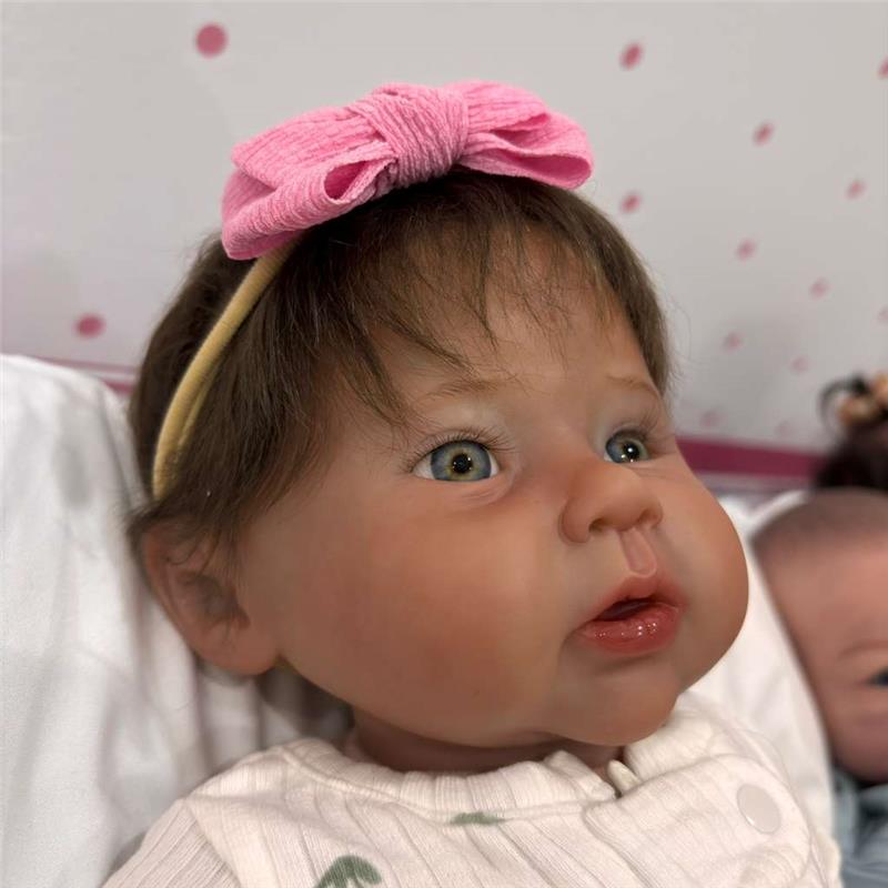 Reborn Baby Doll - White Vinyl & Dark Brown Hair, Raven Image 3