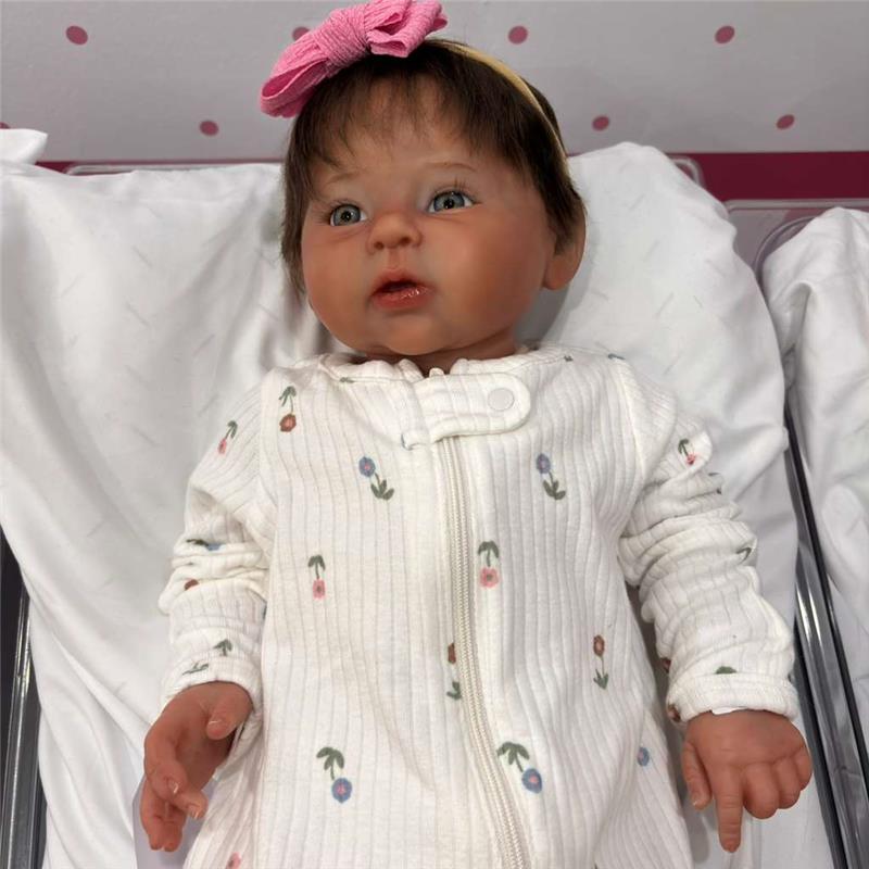 Reborn Baby Doll - White Vinyl & Dark Brown Hair, Raven Image 4