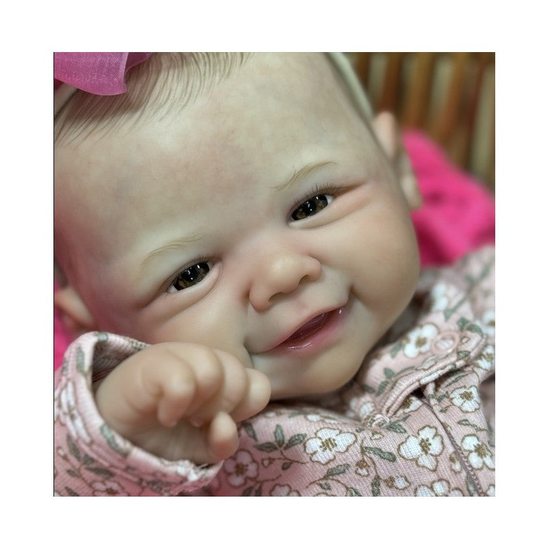 Reborn Baby Doll - White Vinyl, Painted Hair, Open Eyes – Eva  Image 4