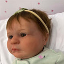 Reborn Baby Doll - White Vinyl & Rooted Black Hair, Tiara Image 2