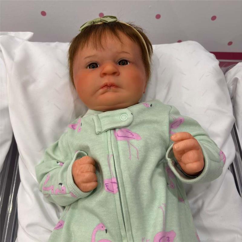 Reborn Baby Doll - White Vinyl & Rooted Black Hair, Tiara Image 4